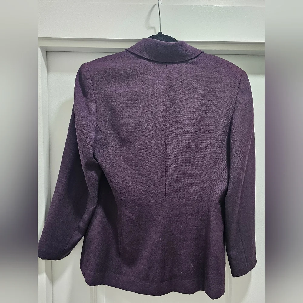 Rena Rowan Purple 100% Wool Notch Lapel Blazer Jacket Women's Size 6 - Picture 2 of 8